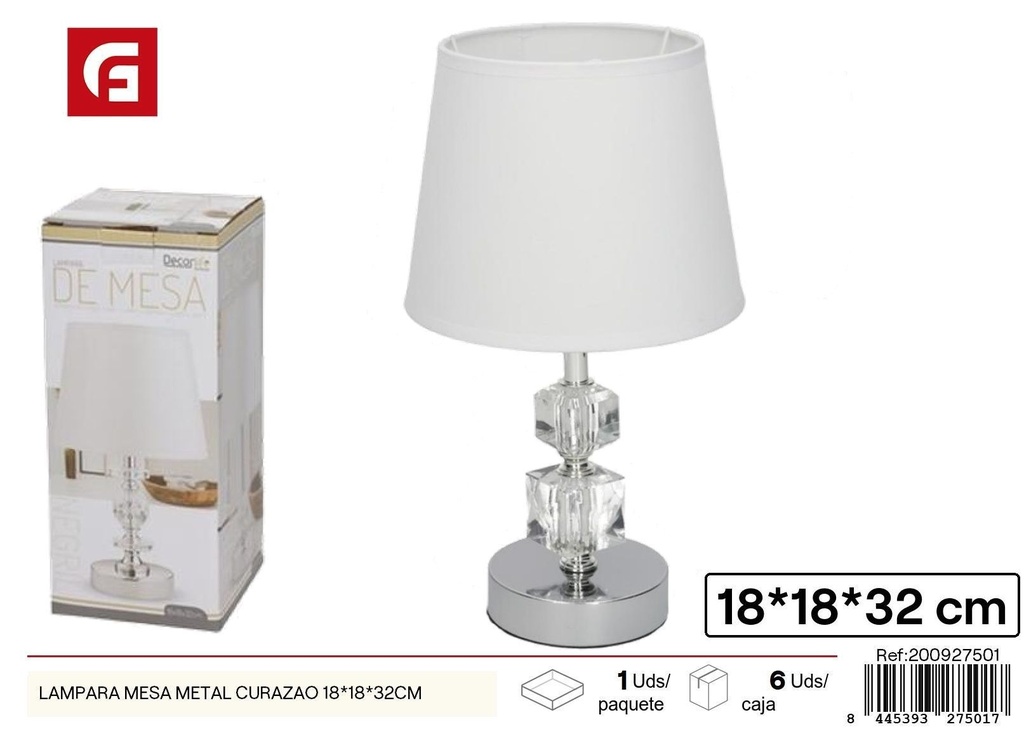 Lámpara de mesa metal Curazao 18x18x32 cm - Iluminación y lámparas de mesa