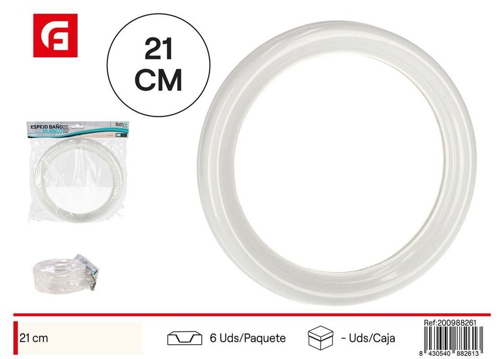 Espejo de baño 21 cm blanco - Decoración para el hogar y espejos