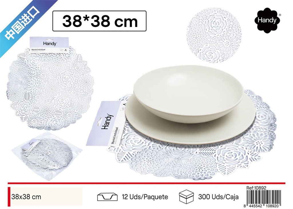 Salvamantel PVC plateado 38x38 cm - Textil para comedor