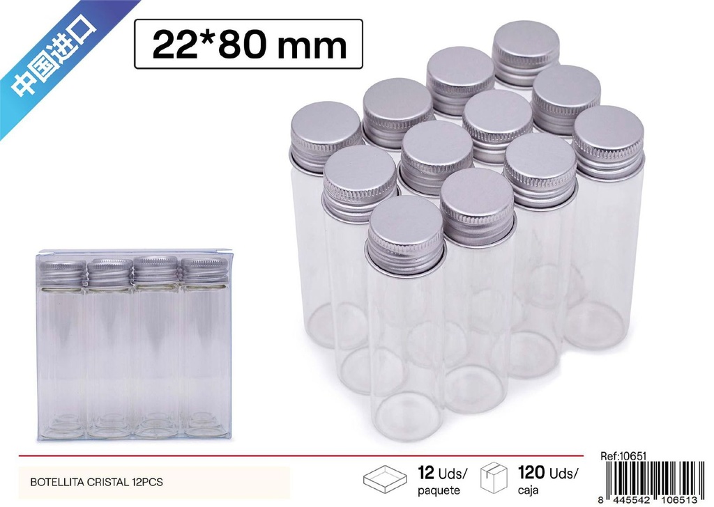 Botellita cristal 22*80mm (12 piezas) - Vidrio y cerámica y botellas