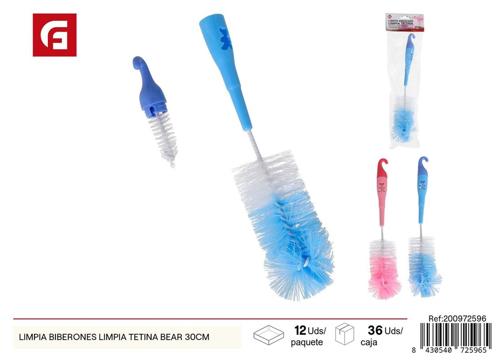 Limpia biberones + limpia tetina Bear 30 cm - Plásticos para cocina y cepillos