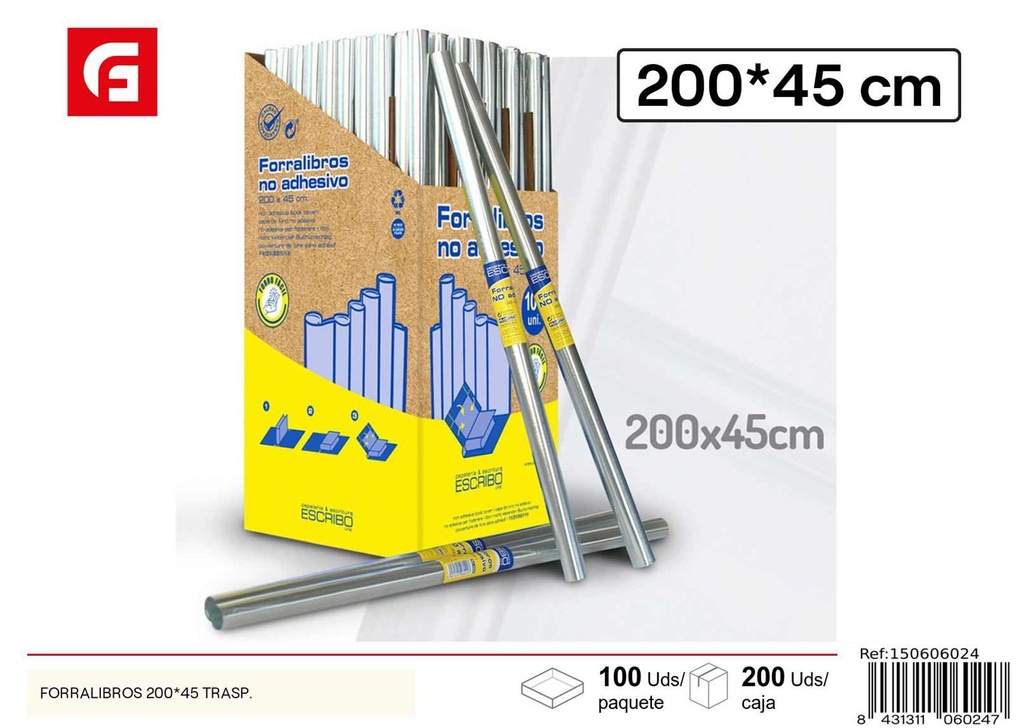 Forro para libros 200*45 traslúcido - Material escolar y forros