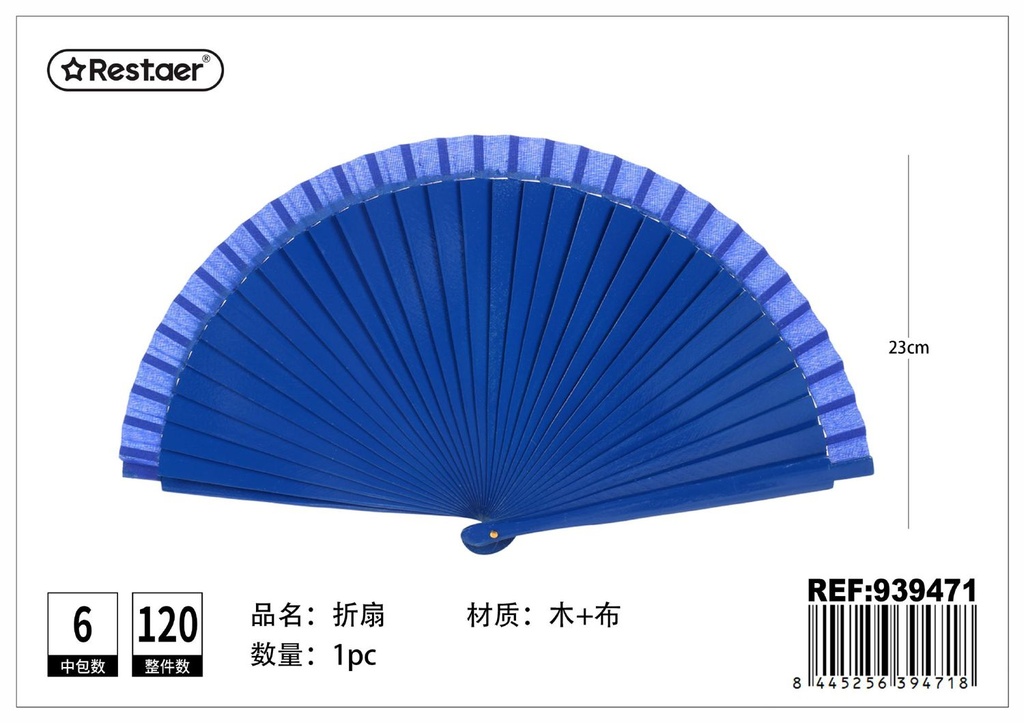 Abanico de madera brilloso azul - Productos de temporada y decoración