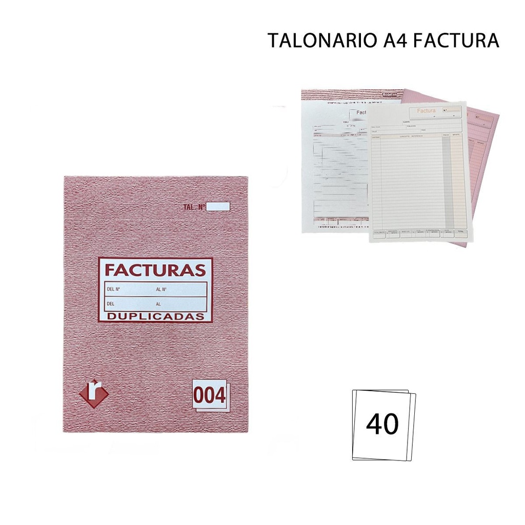 Talonario A4 factura 20+20 hojas - Papelería y formularios