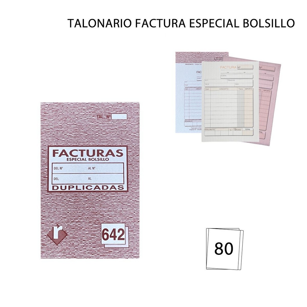 Talonario factura especial bolsillo 40+40 hojas - Papelería y formularios