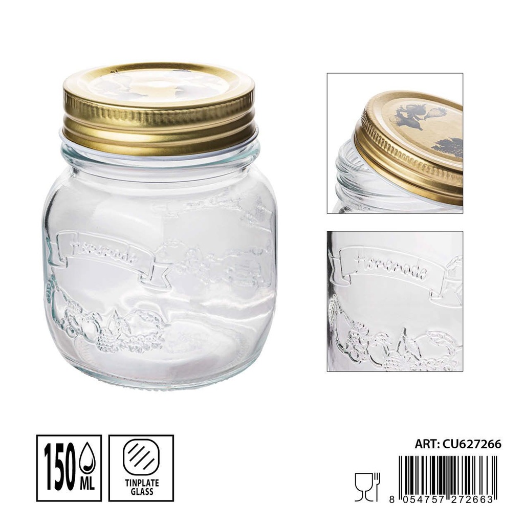 Tarros de cristal 150ml 6.7X6.7X8.3cm - Artículos de hogar y tarros de almacenamiento