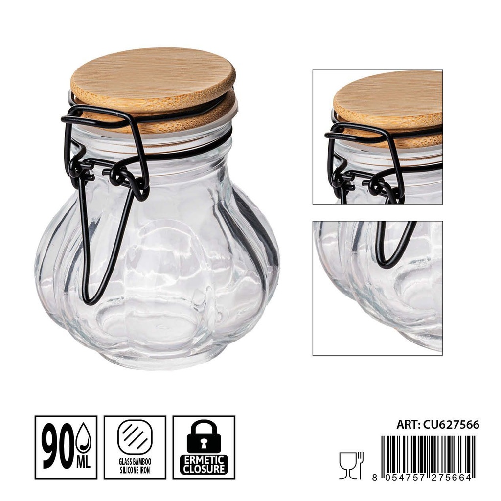 Tarros de cristal herméticos 90ml dimensiones 7.2X6.7X8cm - Artículos de hogar y tarros de almacenamiento