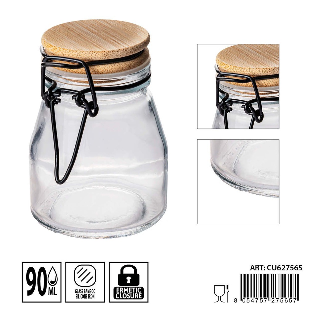 Tarros de cristal herméticos 90ml dimensiones 6.3X5.8X8cm - Artículos de hogar y tarros de almacenamiento