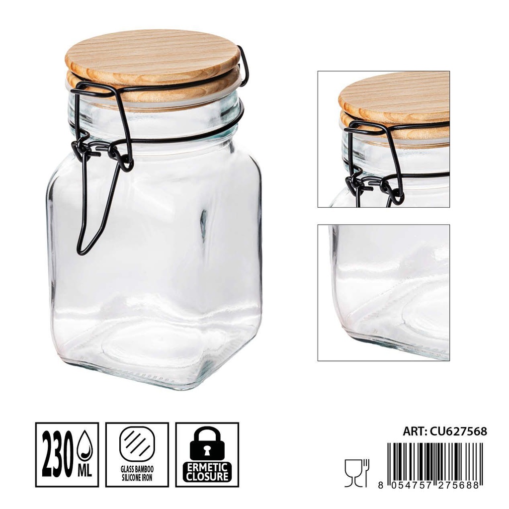 Tarro de cristal tapa pino 230 ml 10x6.7x12 cm - Almacenamiento de cocina