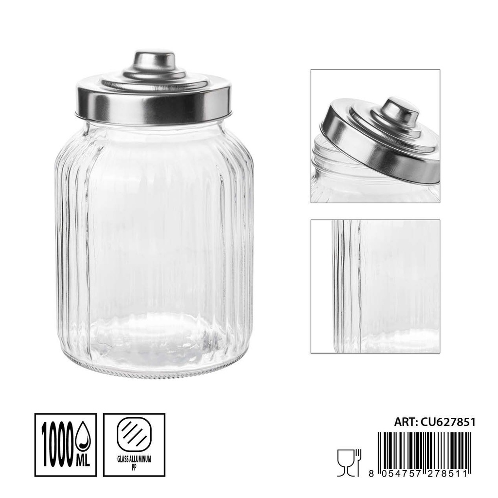 Tarros de cristal con tapa de aluminio 1000ml dimensiones 11.5X18cm - Artículos de hogar y tarros de almacenamiento