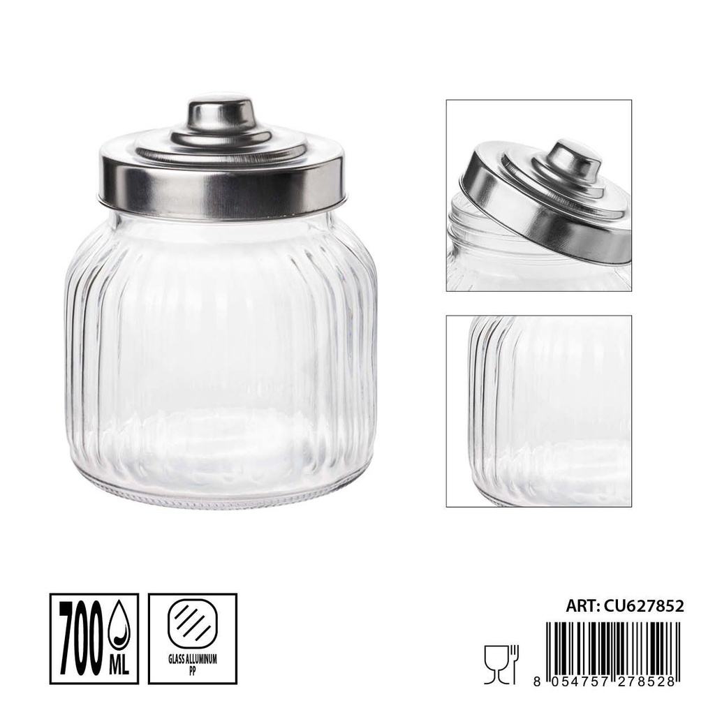 Tarros de cristal con tapa de aluminio 700ml dimensiones 11.5X14cm - Artículos de hogar y tarros de almacenamiento