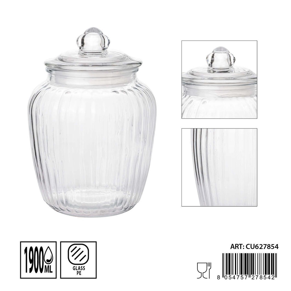 Tarros de cristal con tapa 1900ml dimensiones 14X20.5cm - Artículos de hogar y tarros de almacenamiento