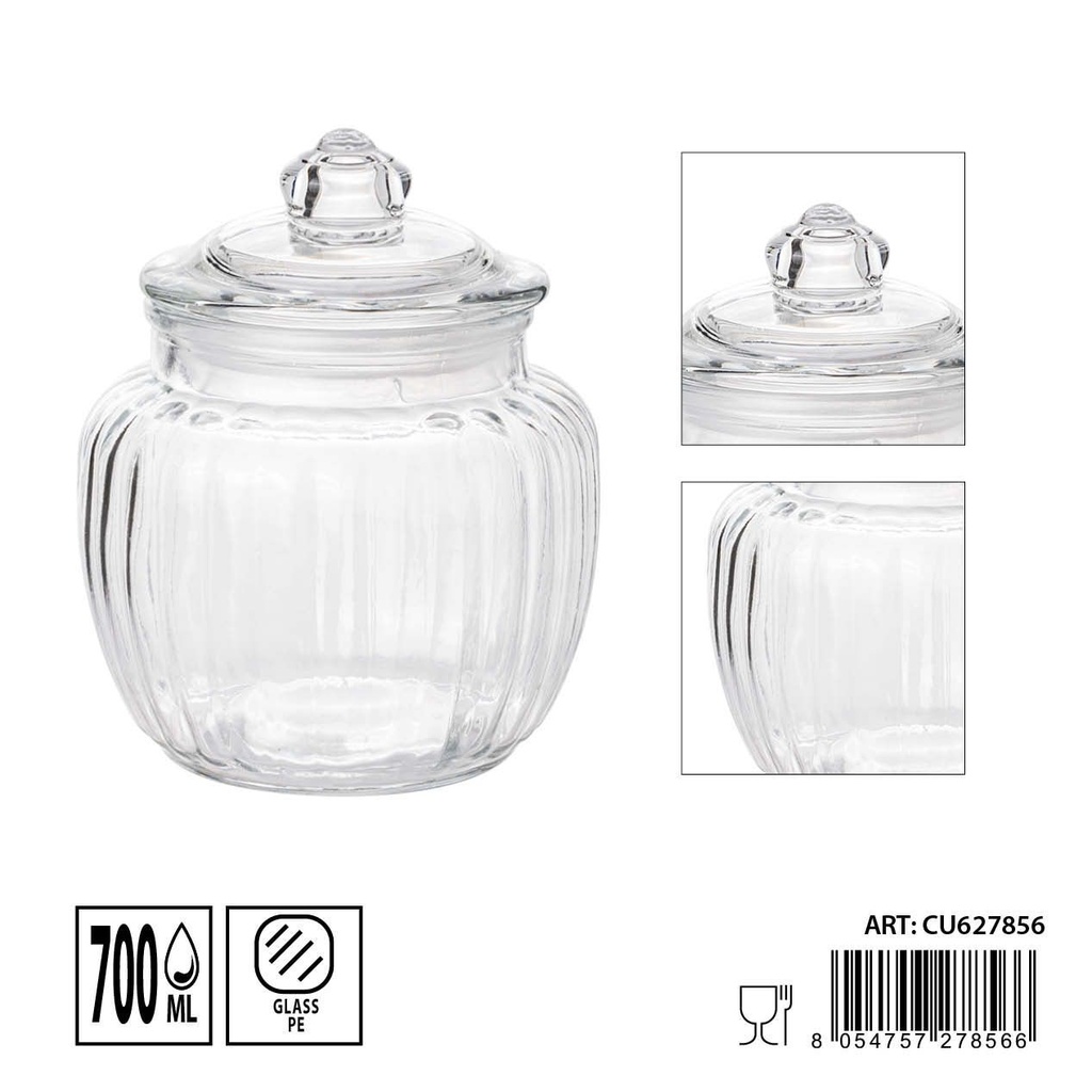 Tarros de cristal con tapa 700ml dimensiones 11X13.5cm - Artículos de hogar y tarros de almacenamiento