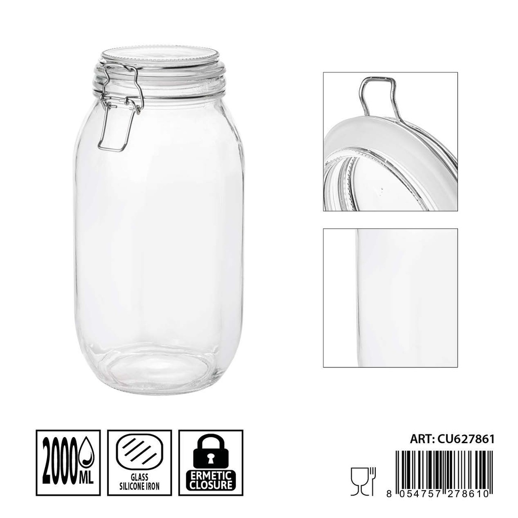 Tarros de cristal herméticos 2000ml dimensiones 13X25cm - Artículos de hogar y tarros de almacenamiento