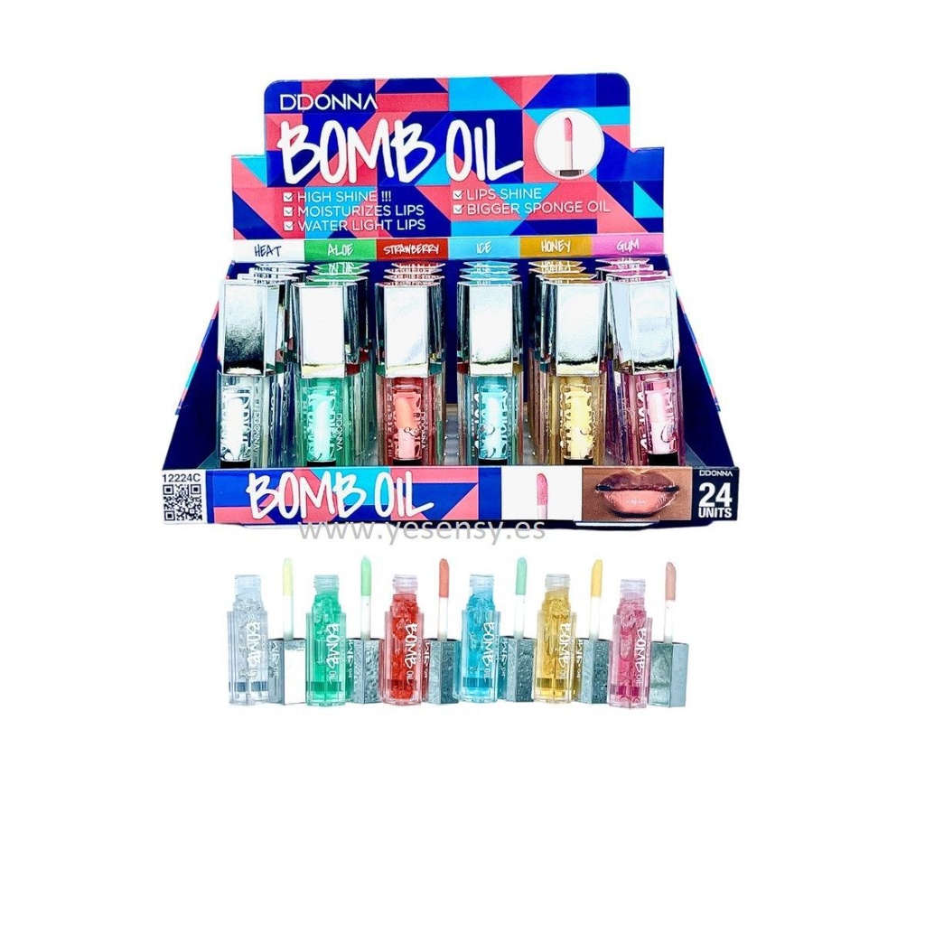 Bolsa de brillo labial Bomb Oil 24 unidades - Cosméticos y maquillaje
