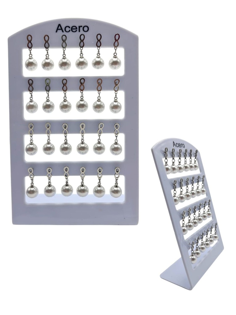 Expositor de pendientes de acero 12 unidades - Joyería y bisutería (perlas)