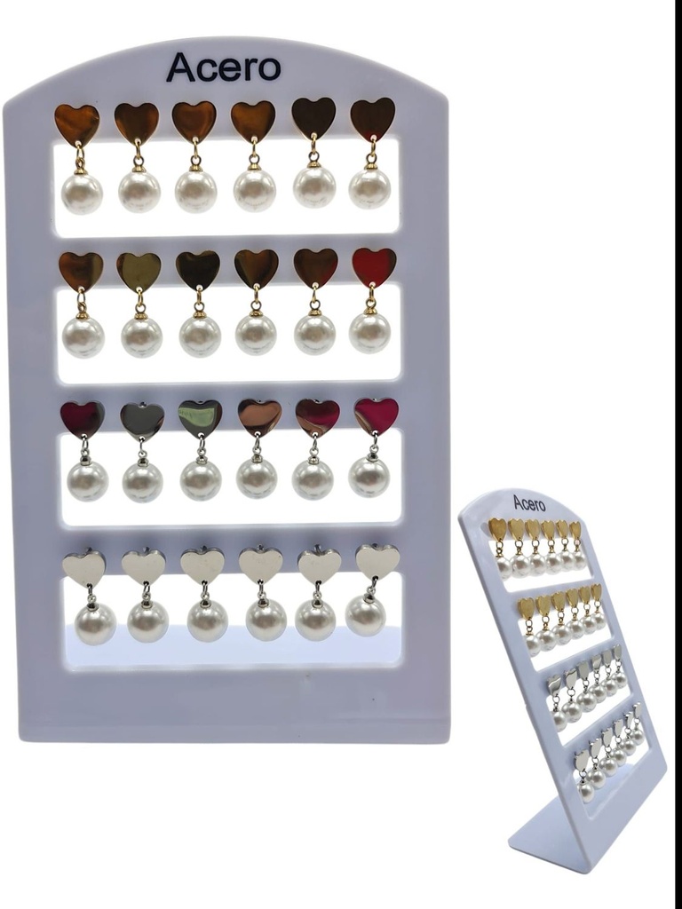 Expositor de pendientes de acero 12 unidades - Joyería y bisutería (perlas)