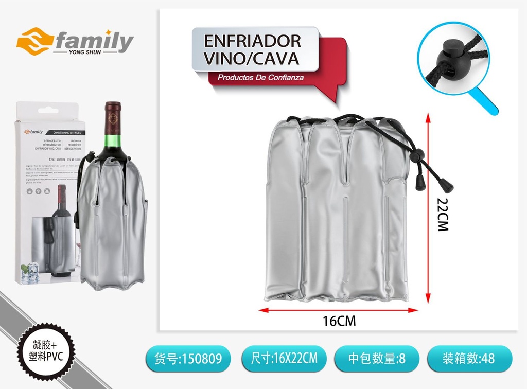 Enfriador de vino/cava de 355 g 8x10 cm - Accesorios para bebidas 