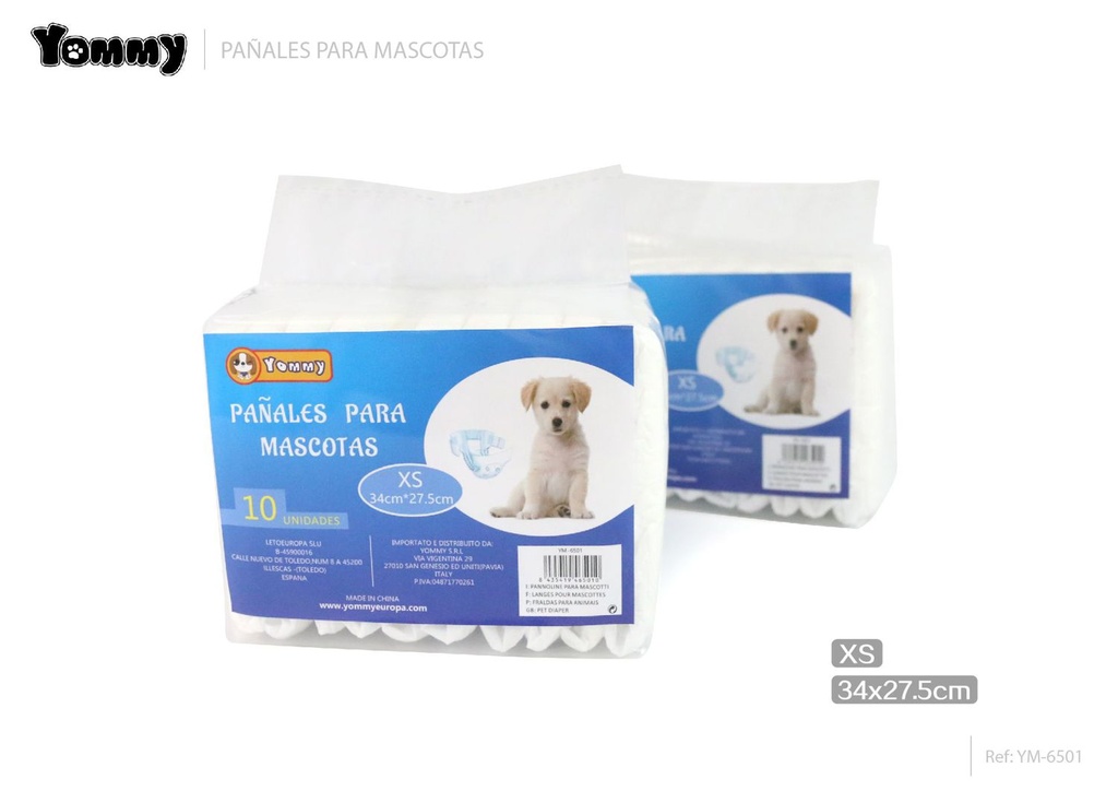 Pañales para mascotas XS 34x27.5 cm - Accesorios para mascotas