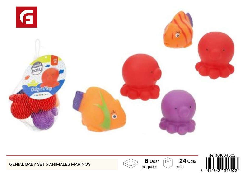 Set de 5 animales marinos de baño 5 cm - Diversión acuática para niños