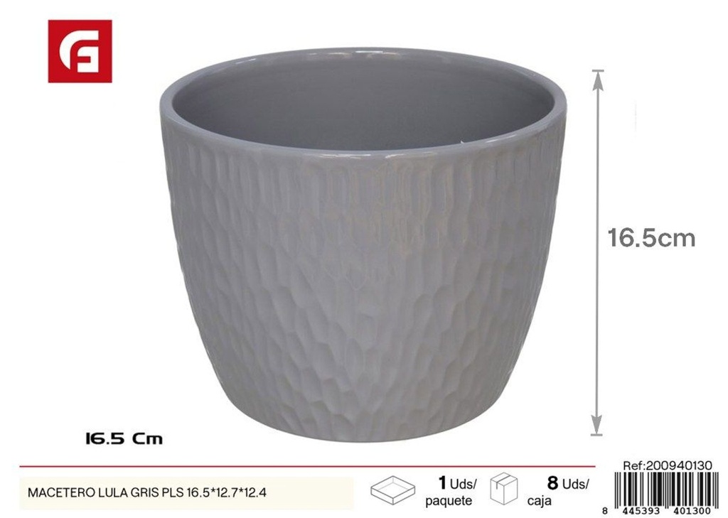 Macetero Lula gris 16.5x12.7x12.4 cm - Accesorios de jardinería y macetas decorativas