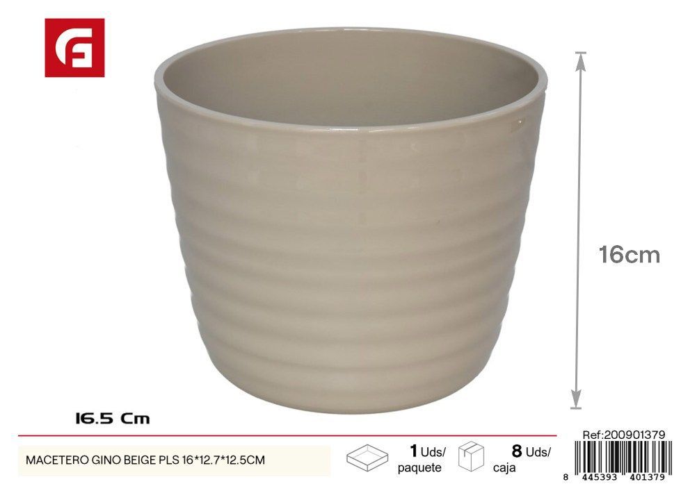 Macetero Gino beige PLS 16x12.7x12.5 cm - Macetas para planta