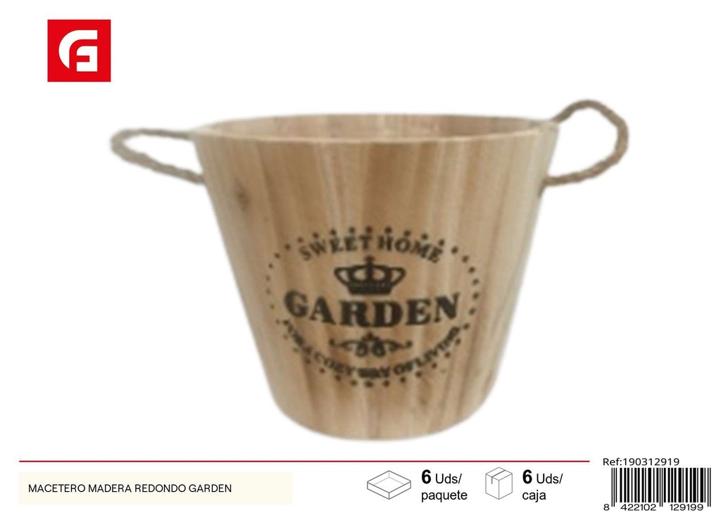 Macetero de madera redondo Garden - Accesorios de jardín y macetas decorativas