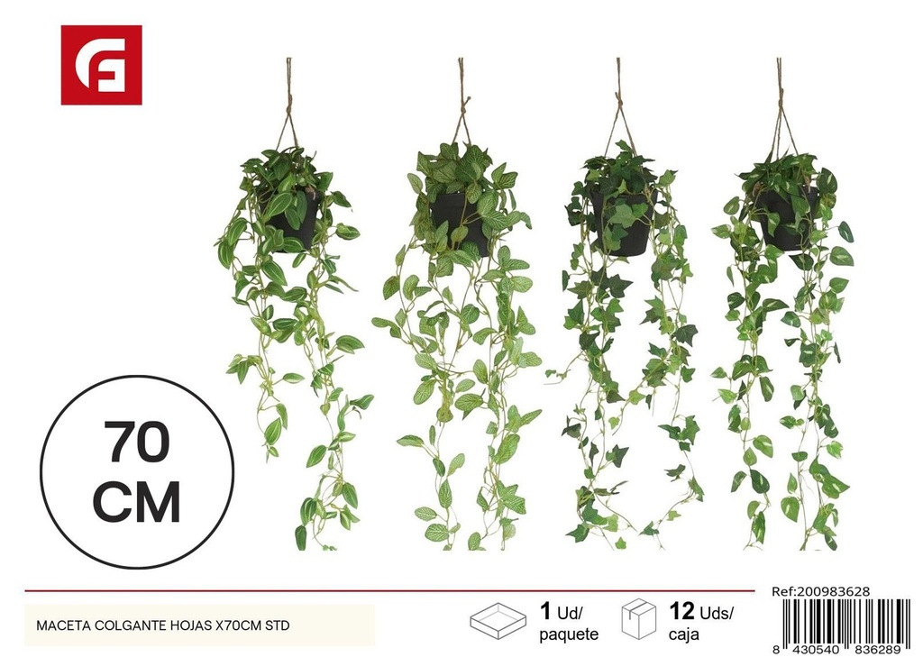 Maceta colgante con hojas de 70cm - Jardinería y decoración