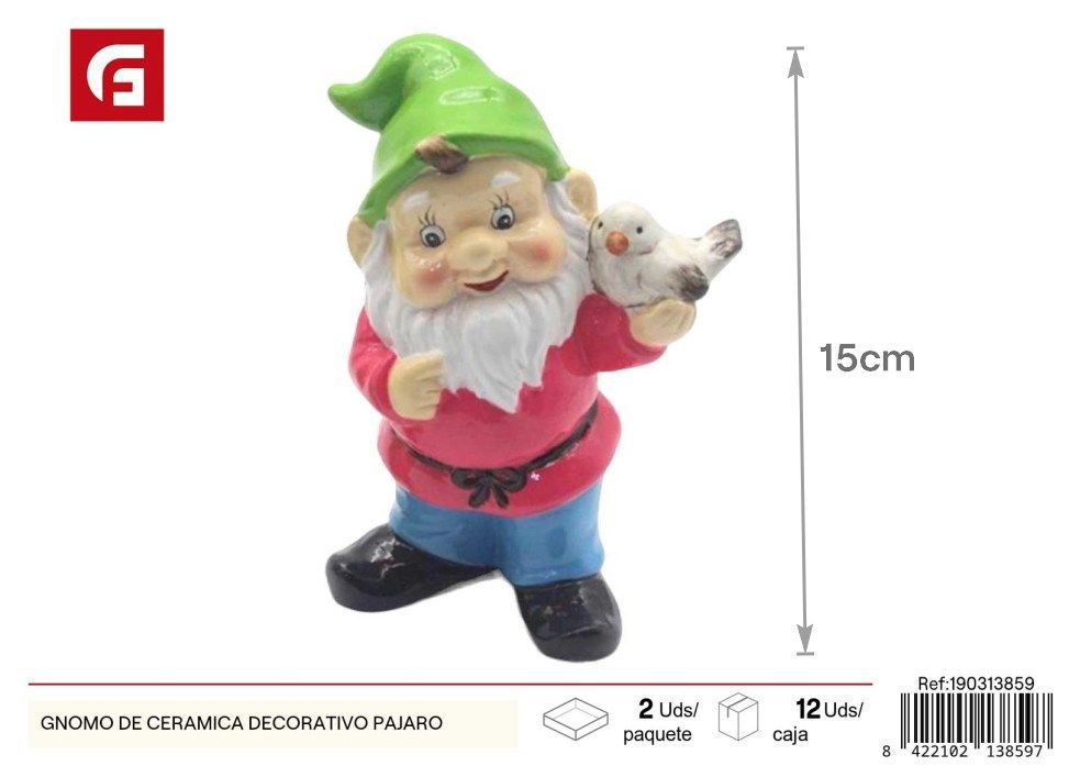 Gnomo de cerámica decorativo pájaro - Accesorios de jardín y decoración