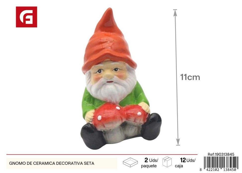 Gnomo de cerámica decorativa seta - Accesorios de jardín y decoración