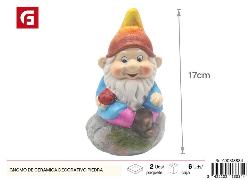 Gnomo de cerámica decorativo piedra - Accesorios de jardín y decoración