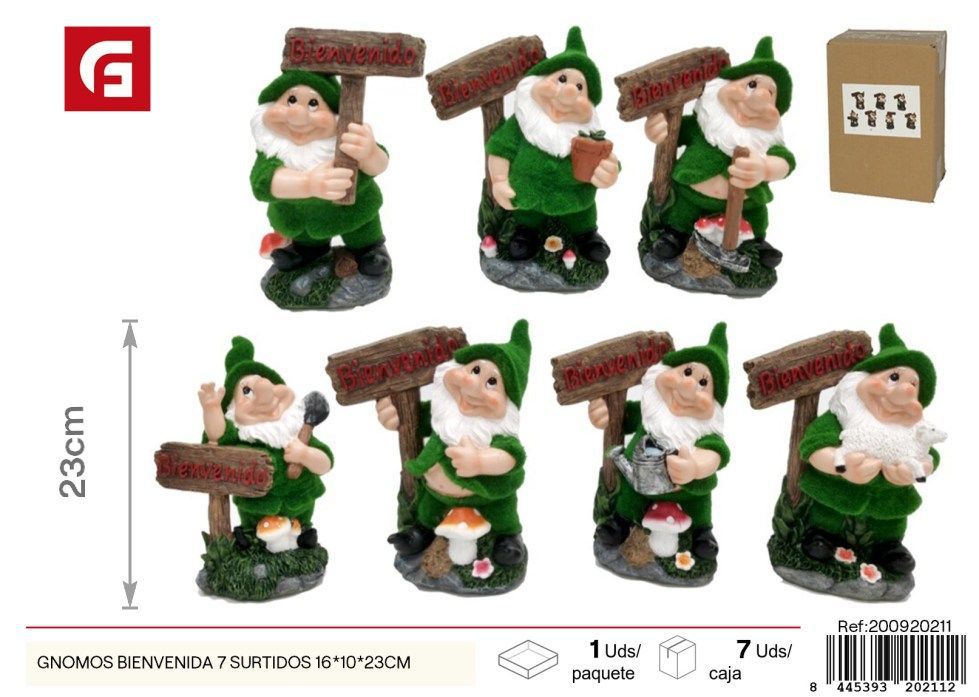 Gnomos de bienvenida surtidos 16x10x23 cm - Decoración de jardín