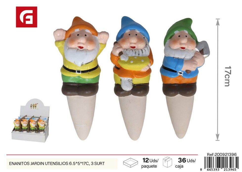 Enanitos jardín utensilios 6.5x5x17 cm - Figuritas decorativas para jardín