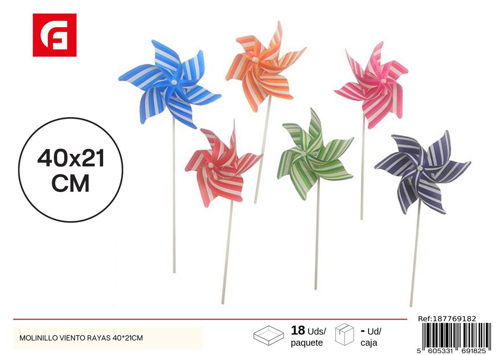 Molinillo de viento rayado 40x21 cm - Decoración del jardín