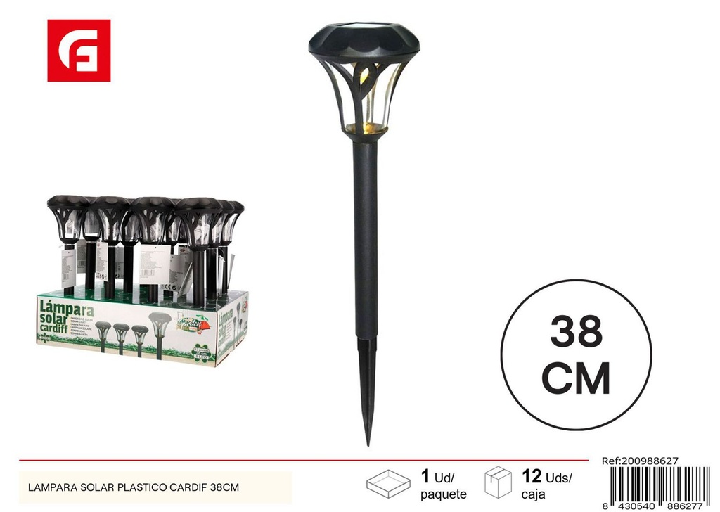 Lámpara solar plástico Cardif 38 cm - Iluminación de jardín eficiente