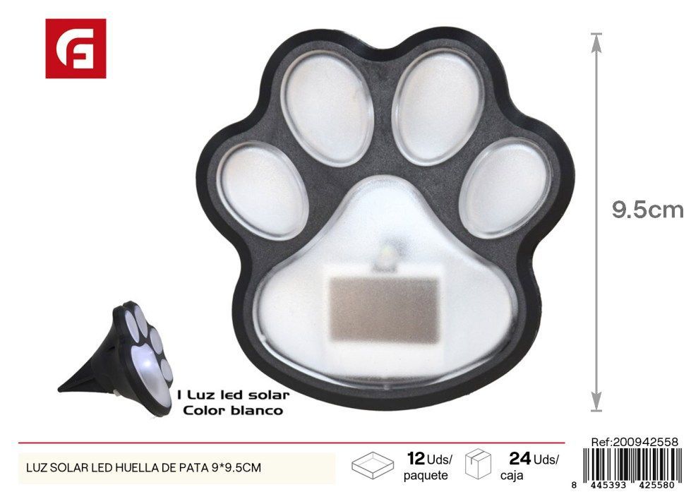 Luz solar LED huella de pata 9x9.5 cm - Adornos lumínicos de jardín 