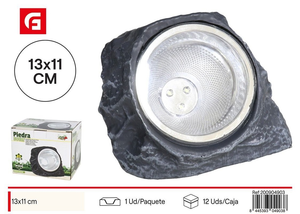 Piedra solar 3 LED 13x11 cm - Iluminación decorativa para exteriores