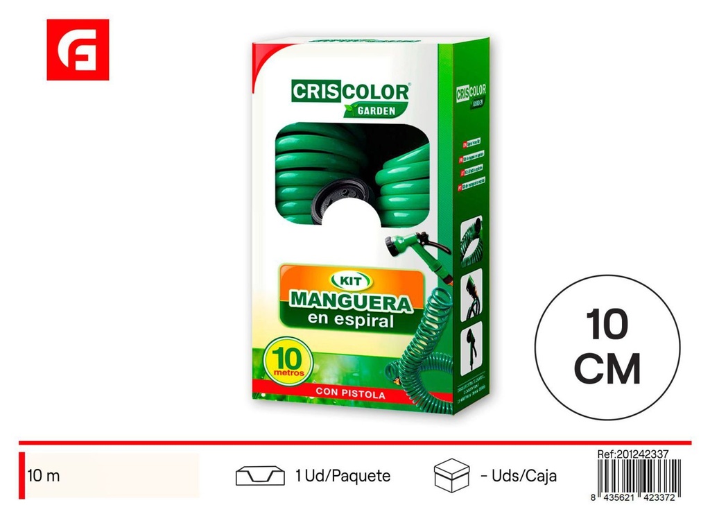Kit manguera espiral 10 m - Herramientas de jardín