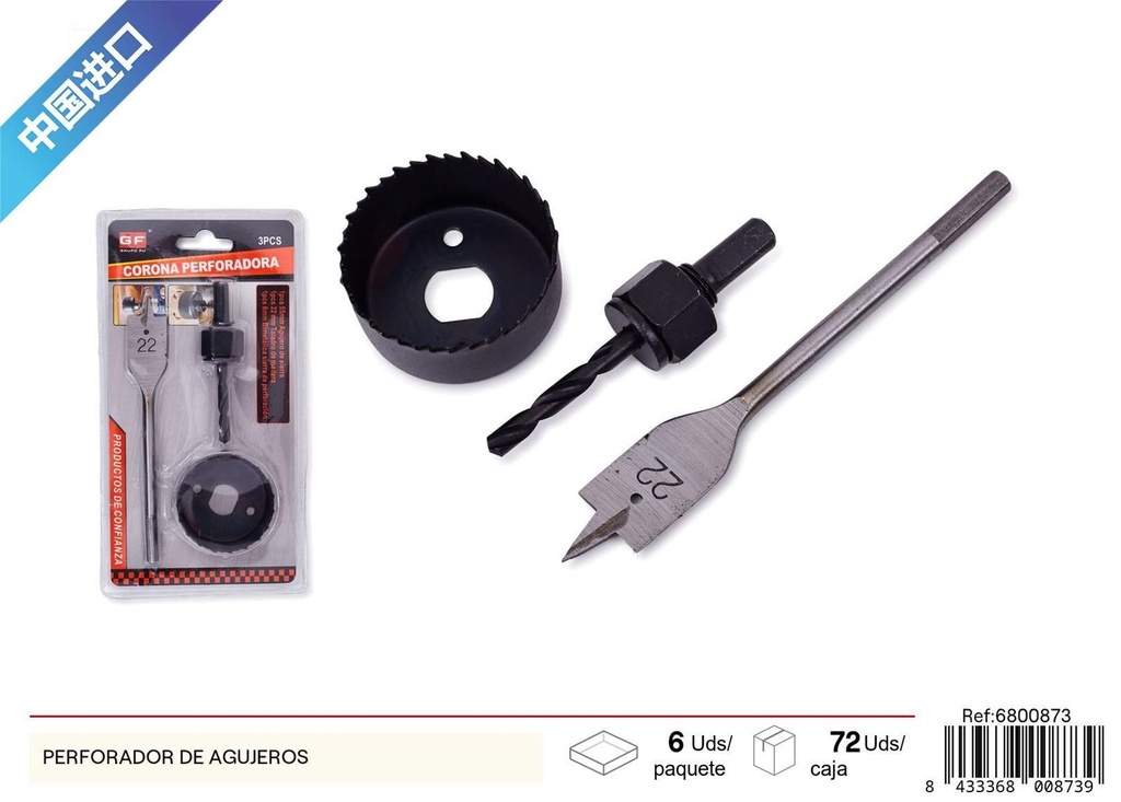 Perforador de agujeros 3 pcs - Herramientas de carpintería