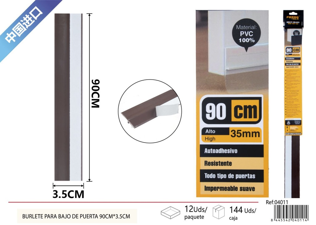 Burlte para bajo de puerta 3.5*90cm color marrón - Accesorios de ferretería