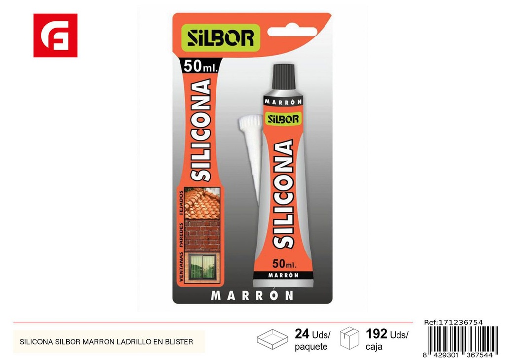 Silicona Silbor marrón ladrillo en blister - Adhesivos y selladores