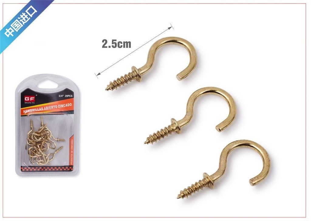 Hembrillas abiertas zincadas 3/4 pulg. - Accesorios de ferretería