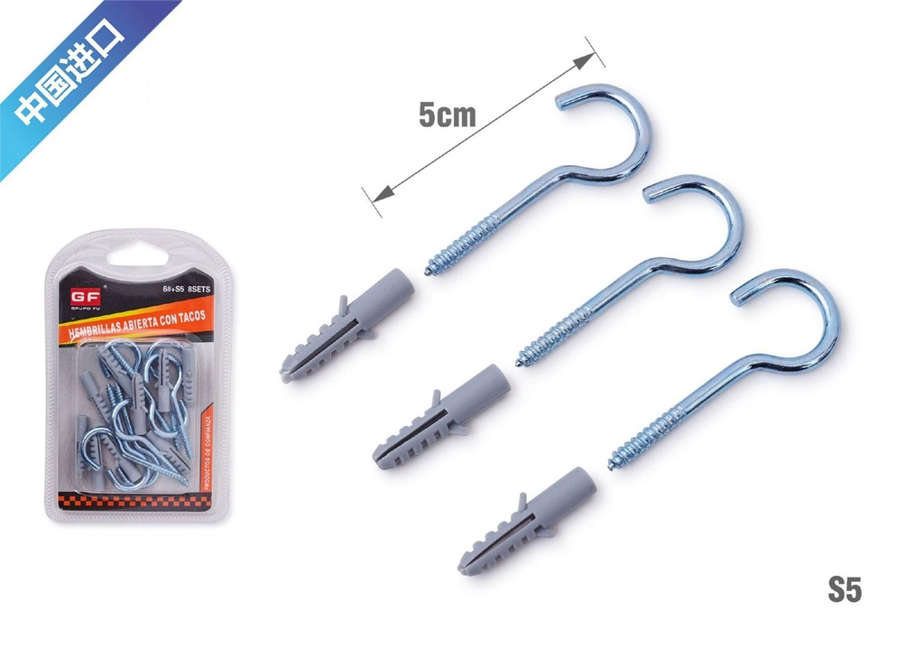 Hembrillas abiertas con tacos 6#+S5 - Accesorios de ferretería