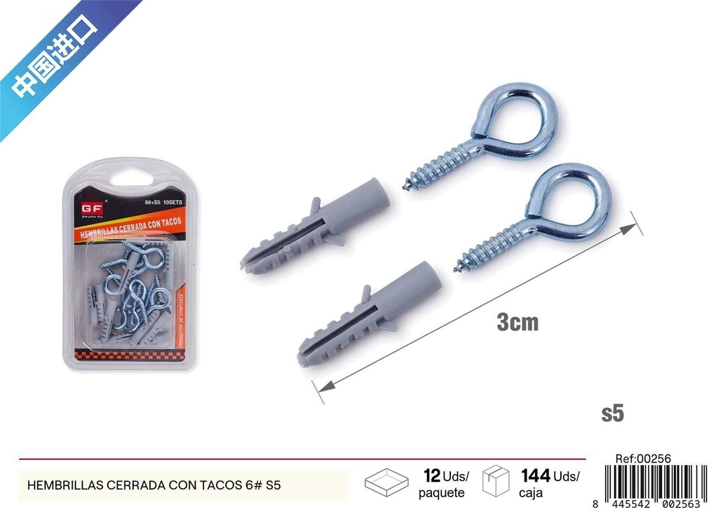 Hembrillas cerradas con tacos 6#+S5 - Accesorios de ferretería