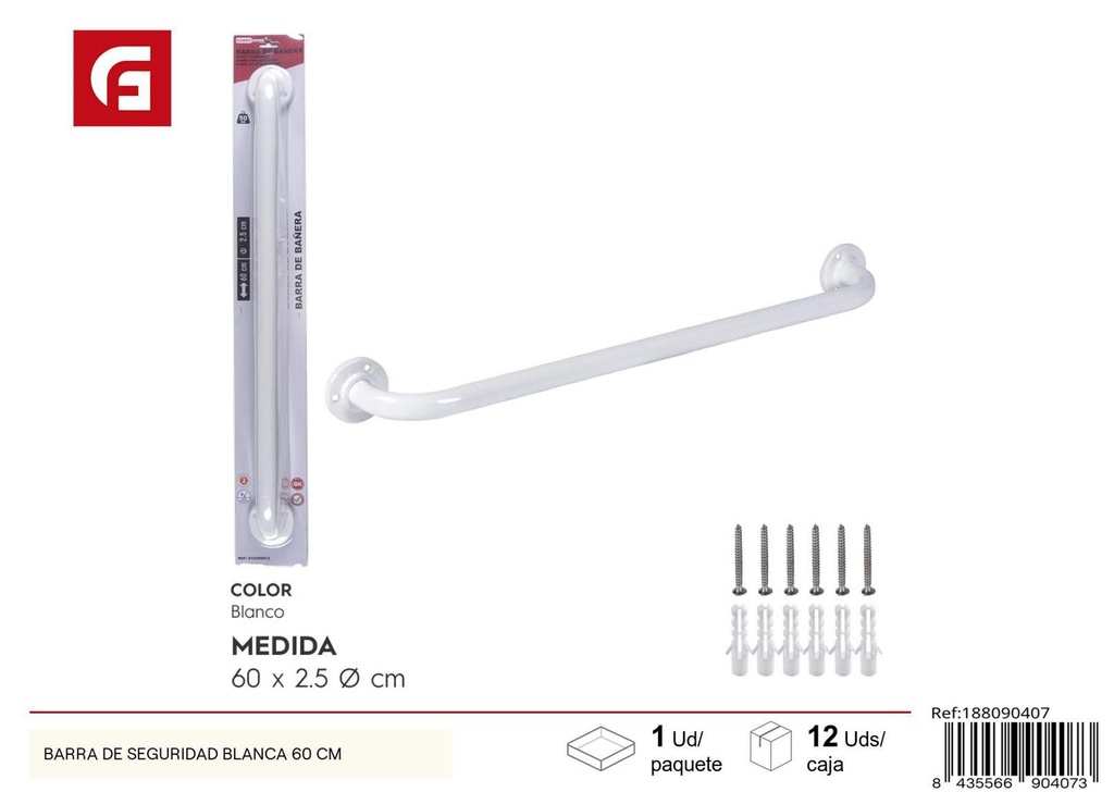 Barrra de seguridad blanca 60cm - Accesorios de baño y seguridad
