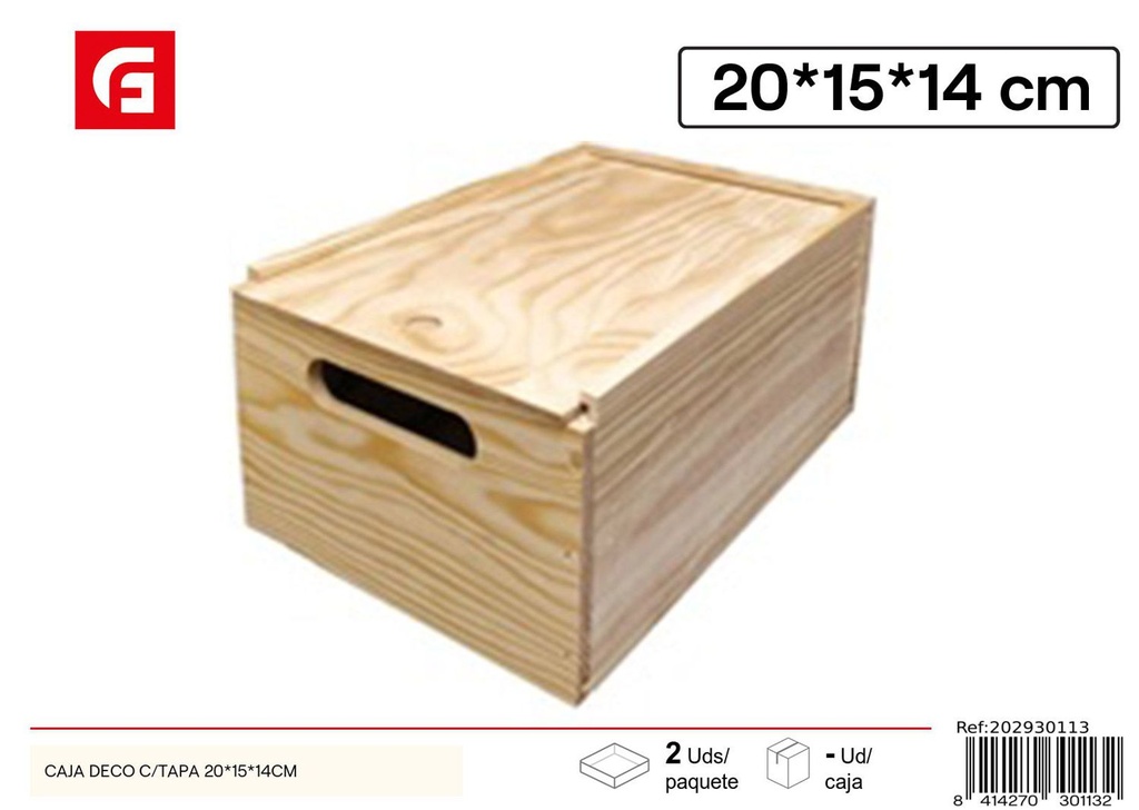 Caja deco c/tapa 20*15*14cm - Decoración de casa y cajas