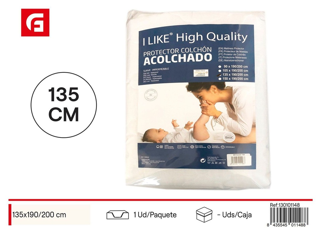 Protector de colchón acolchado impermeable cama 135 - Comfort y protección para el colchón