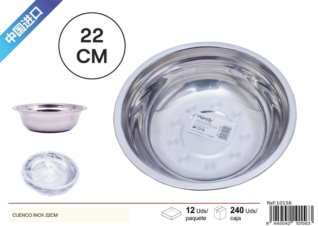 Cuenco de acero inoxidable 22 cm con profundidad 0.4 - Accesorios duraderos para cocina