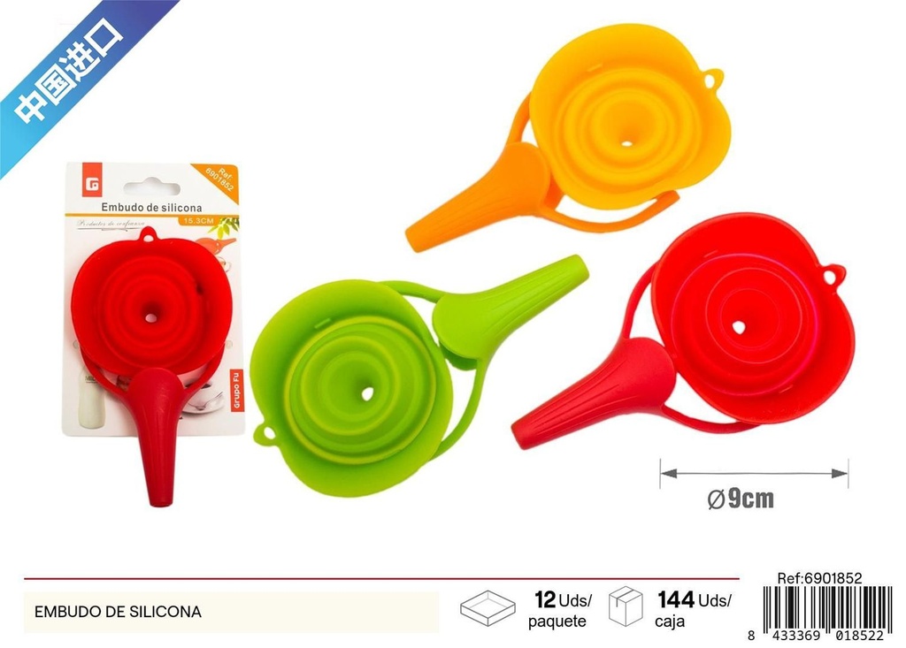 Embudos de silicona - Utensilios de cocina para líquidos