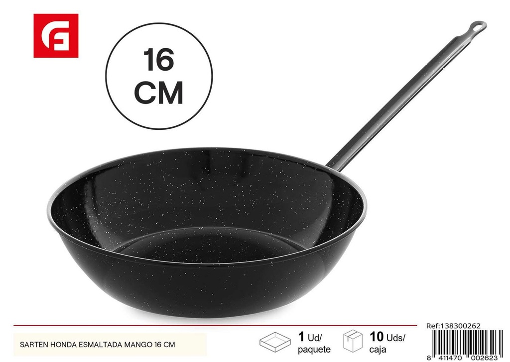 Sartén honda esmaltada con mango de 16 cm - Utensilios de cocina y sartenes